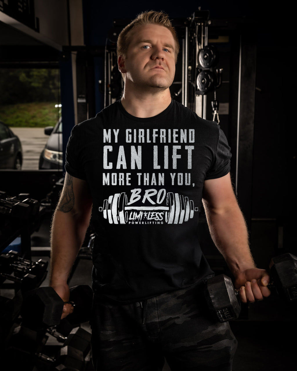 My Girlfriend Can Lift More Than You Bro Shirt | Funny Gym Tee for Powerlifting image 3