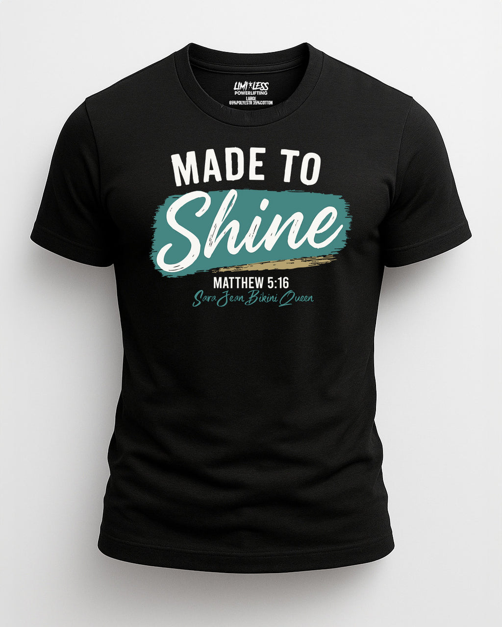 Made to Shine – Matthew 5:16 Christian Shirt | Faith & Fitness Tee image 0