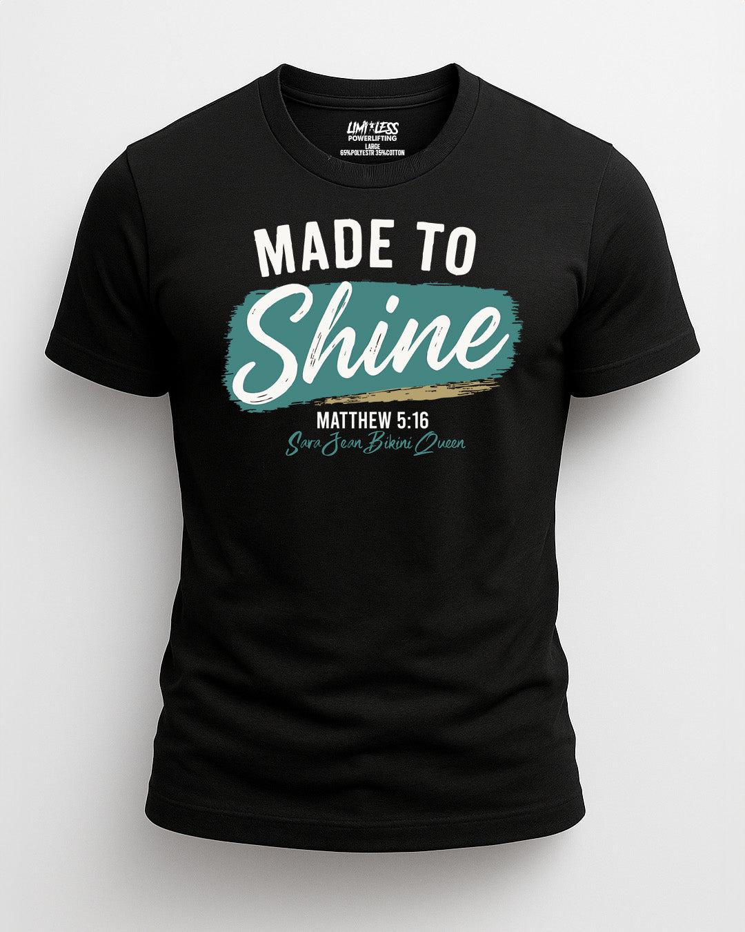 Made to Shine – Matthew 5:16 Christian Shirt | Faith & Fitness Tee image 0