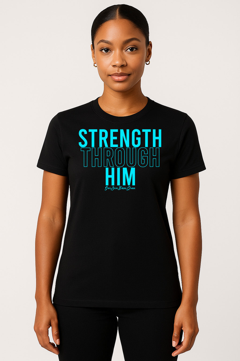 Strength Through Him – Christian Gym Shirt | Faith-Based Workout Tee image 1