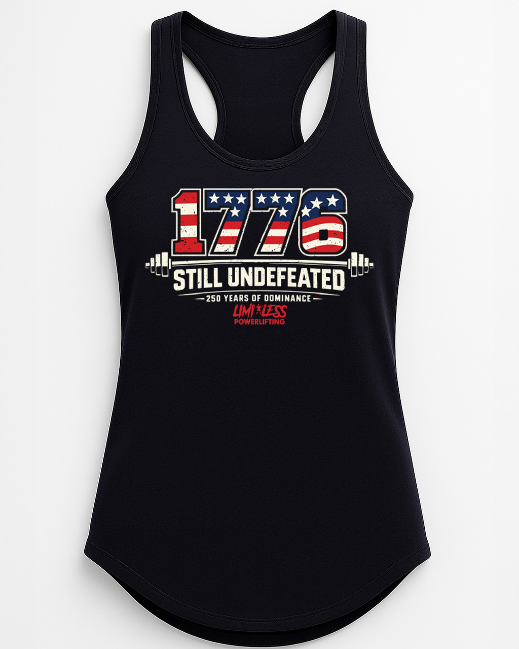1776 Still Undefeated – Patriotic Powerlifting T-Shirt | Limitless Powerlifting