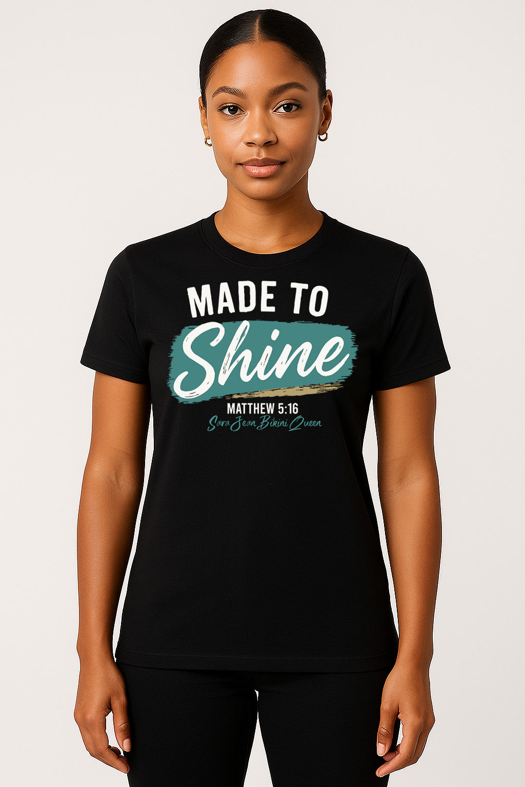 Made to Shine – Matthew 5:16 Christian Shirt | Faith & Fitness Tee image 1