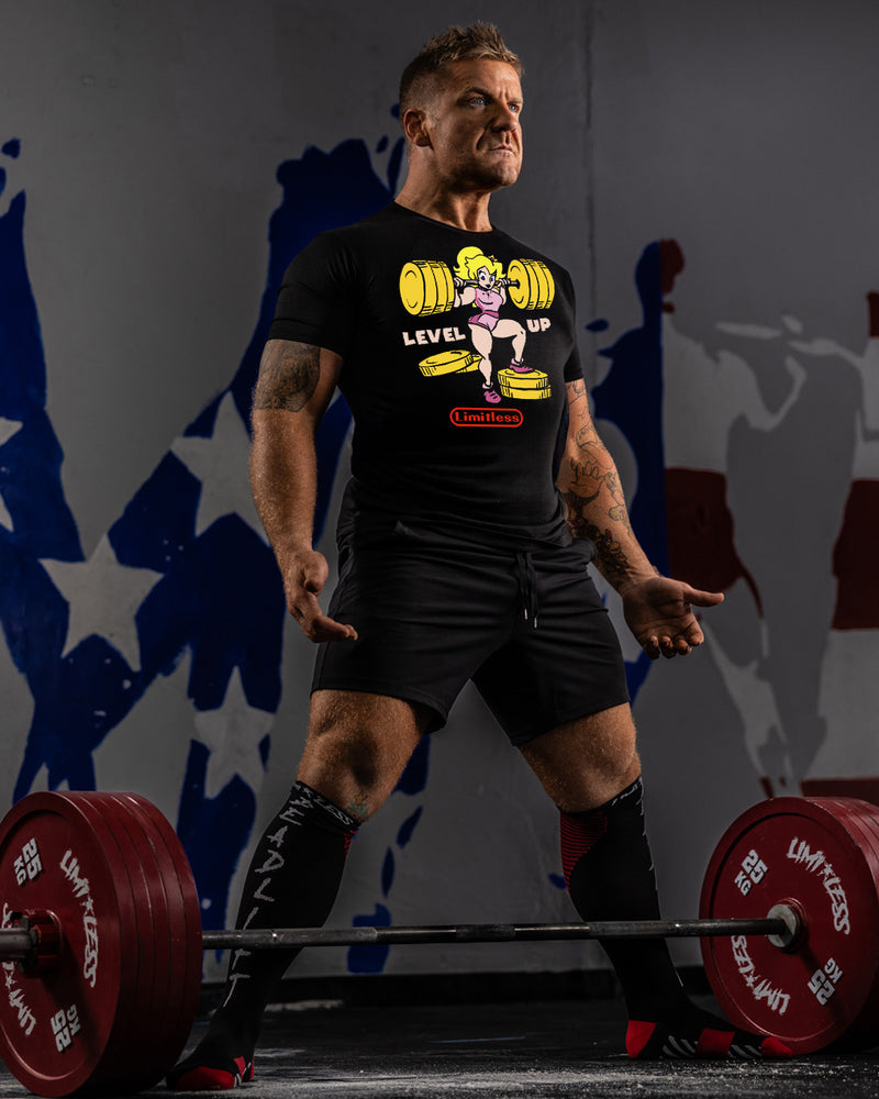 Level Up Gym Shirt | Limitless Powerlifting Women’s Tee | Gamer Fitness Shirt | image 2