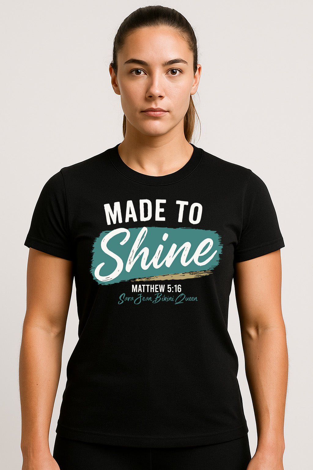 Made to Shine – Matthew 5:16 Christian Shirt | Faith & Fitness Tee image 3