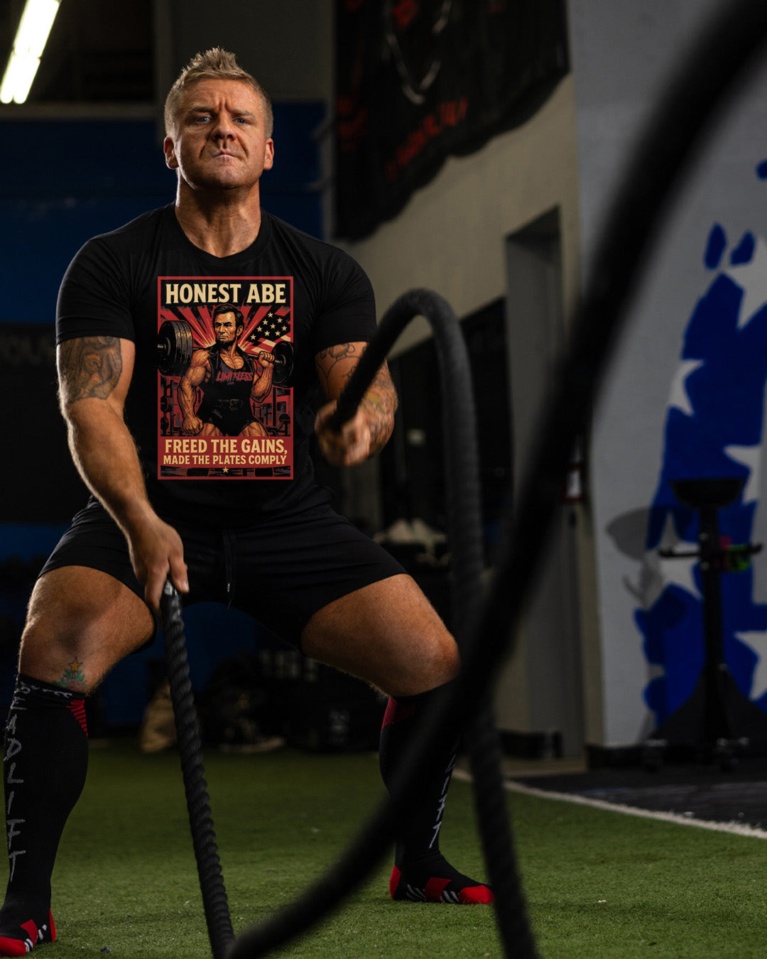 Honest Abe Gym Shirt | American Strength Collection | Limitless Powerlifting Pat image 2