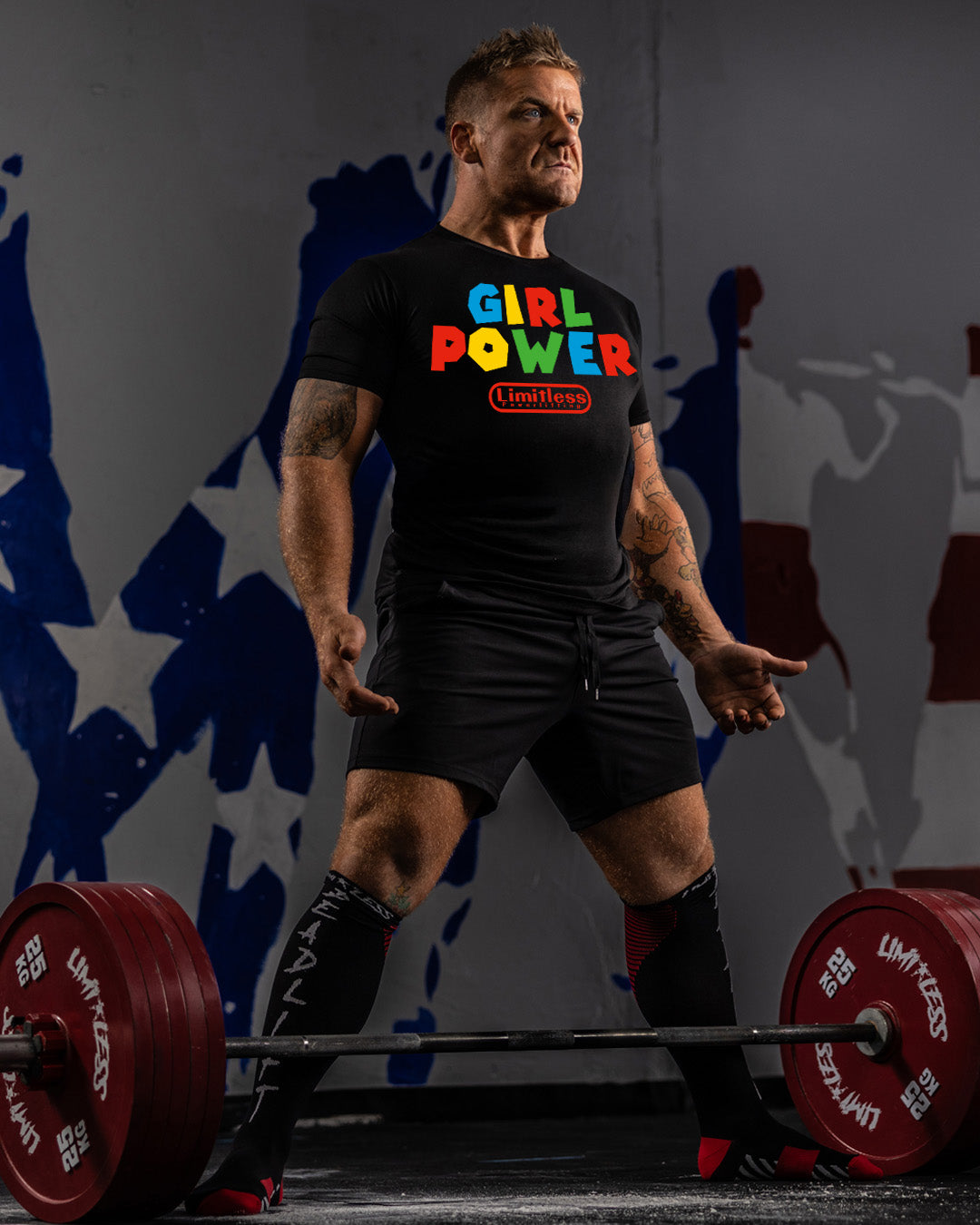 Girl Power Shirt | Limitless Powerlifting Women’s Gym Tee | Retro Fitness T-Shir image 1