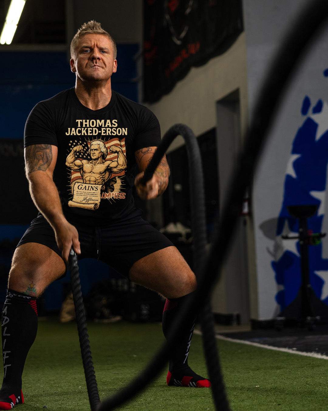Thomas Jacked-erson Gym Shirt | American Strength Collection | Limitless Powerli image 1