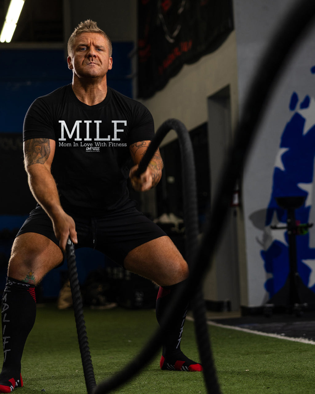 MILF Mom In Love With Fitness Shirt | Limitless Powerlifting Women’s Gym Tee | F image 1