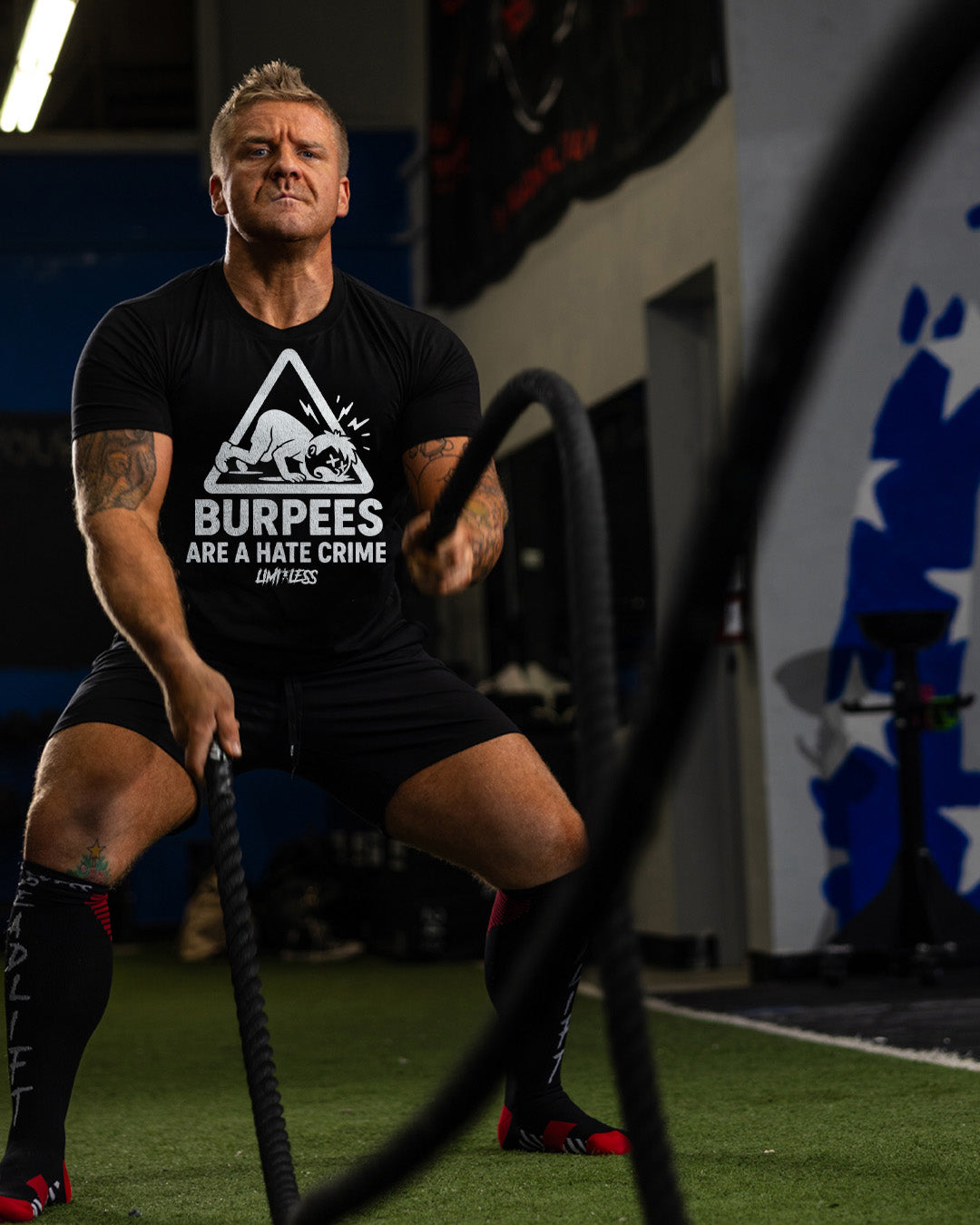 Burpees Are a Hate Crime Shirt | Funny Gym Shirt | Limitless Powerlifting image 3