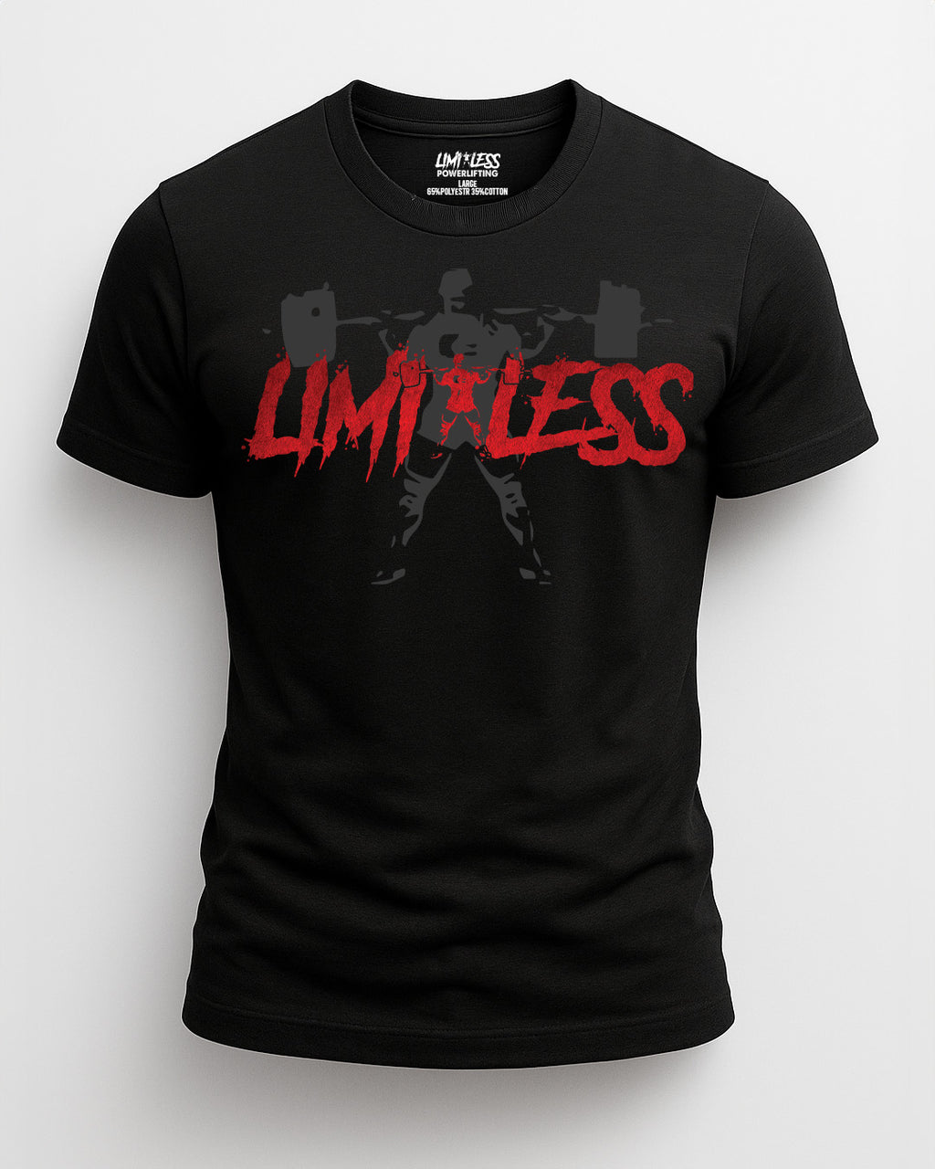 Limitless Red Barbell Shirt | Limitless Powerlifting Logo Tee | Men’s Gym Shirt image 0