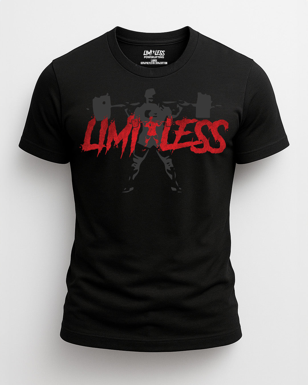 Limitless Red Barbell Shirt | Limitless Powerlifting Logo Tee | Men’s Gym Shirt image 0
