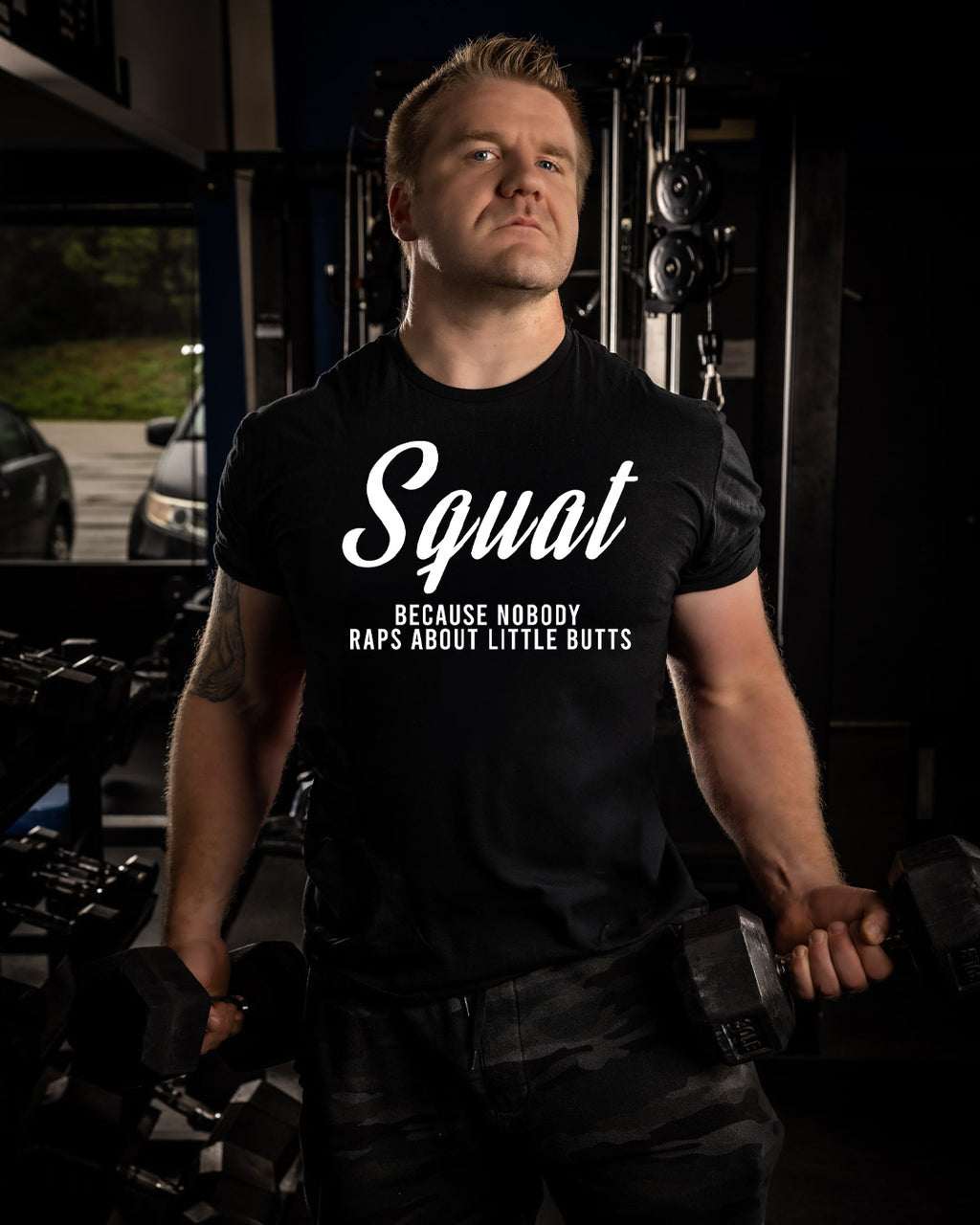 Squat Shirt | Because Nobody Raps About Little Butts | Funny Gym Shirt for Women image 1
