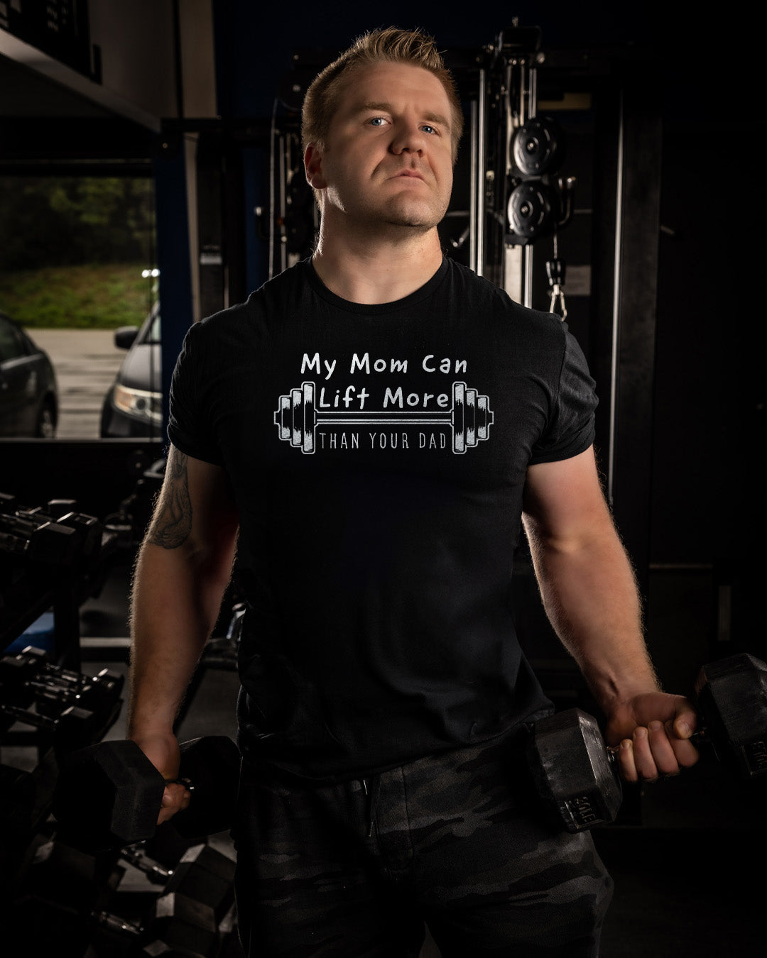 My Mom Can Lift More Than Your Dad Shirt | Funny Gym Tee for Strong Moms image 3