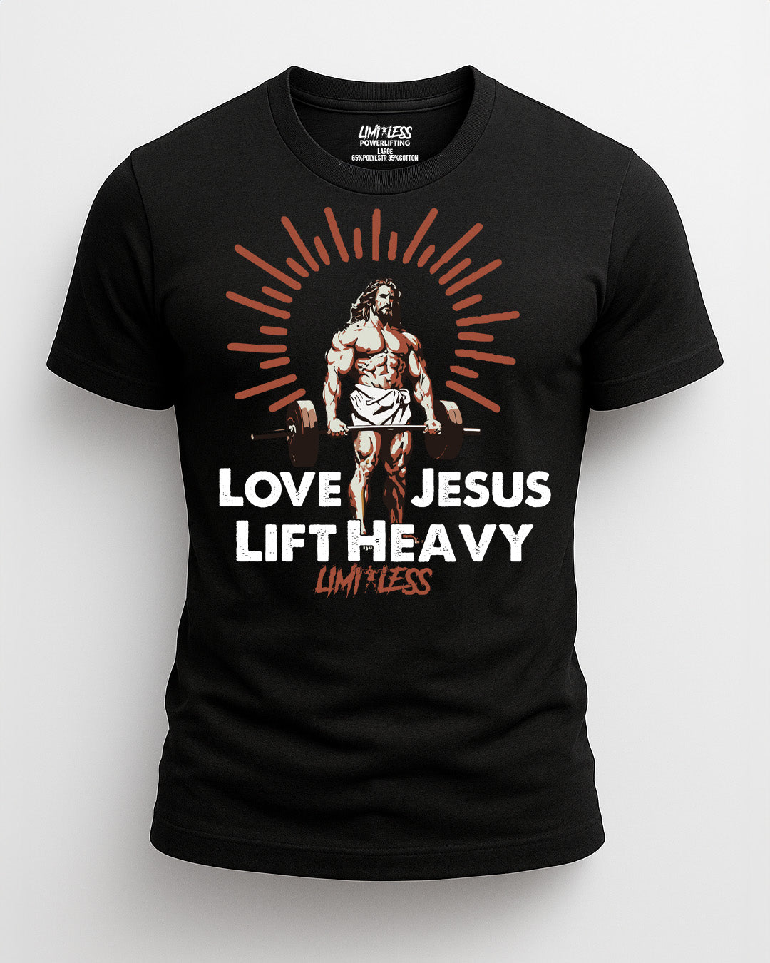 Love Jesus Lift Heavy Shirt | Christian Gym Tee | Faith & Fitness Workout Shirt image 0
