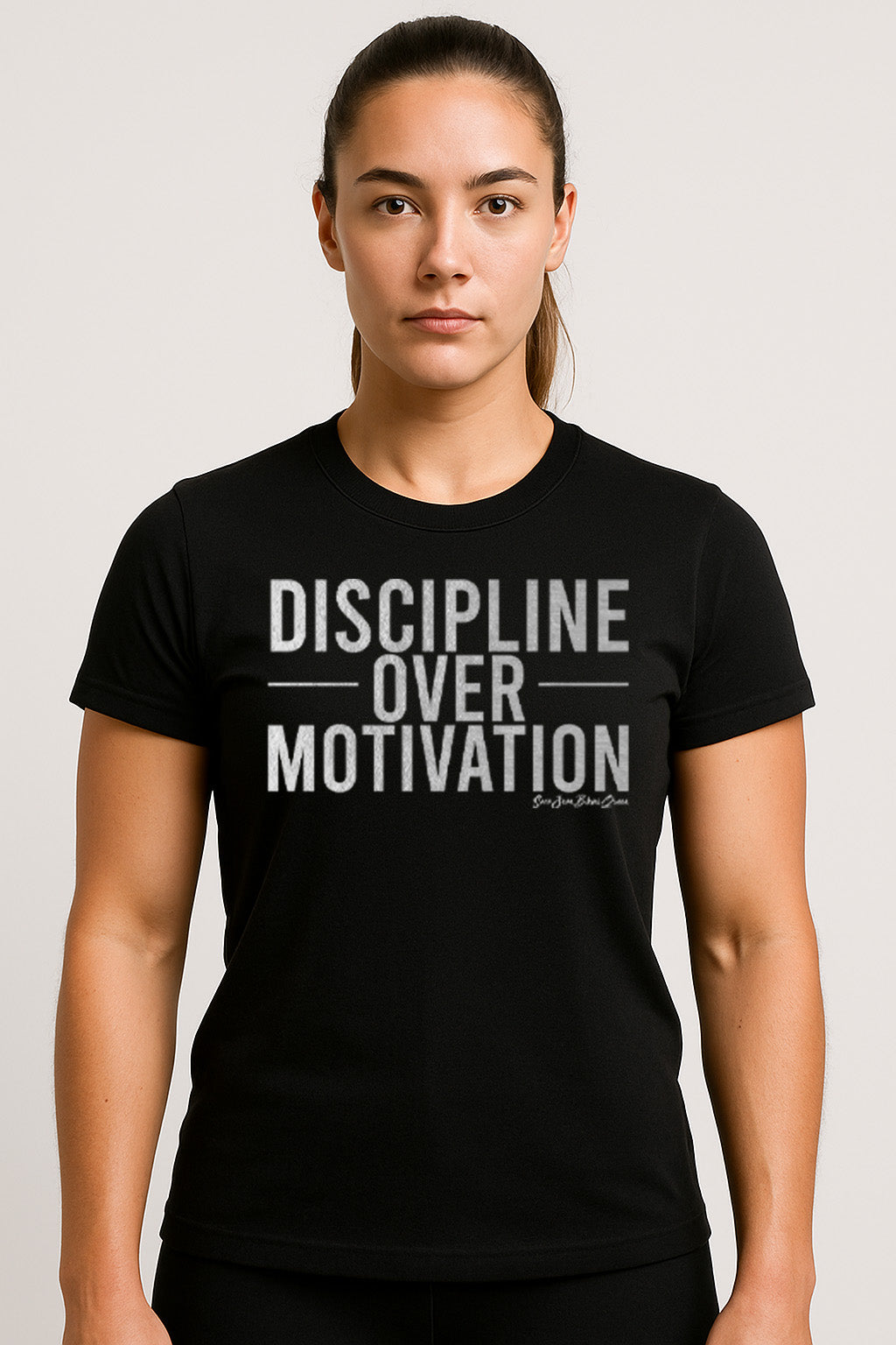 Discipline Over Motivation Shirt | Gym Mindset Tee | Limitless x Sara Jean image 1