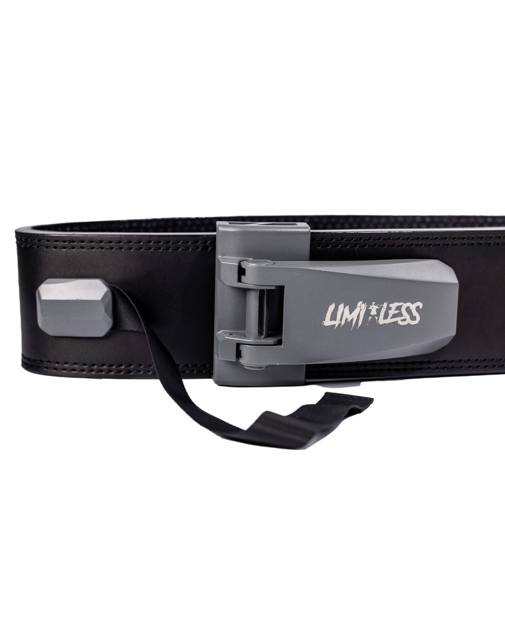 Limitless Black belt with a silver buckle on a white background