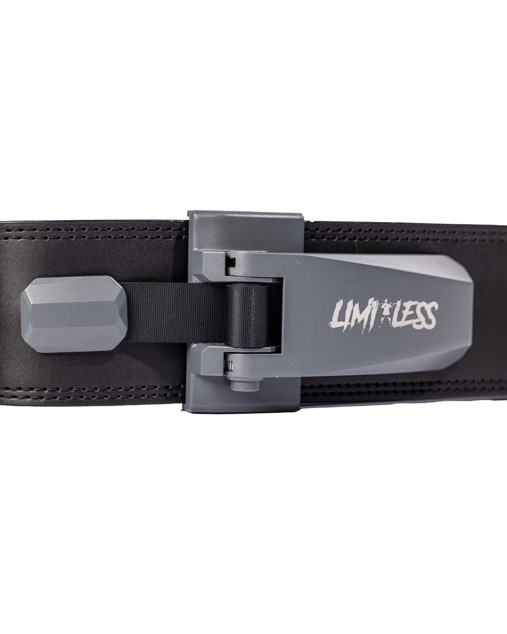 Limitless Black belt with gray buckle on a white background