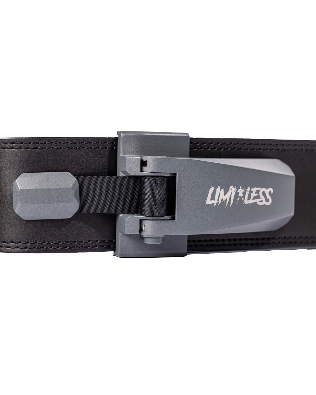 Limitless Black belt with gray buckle on a white background