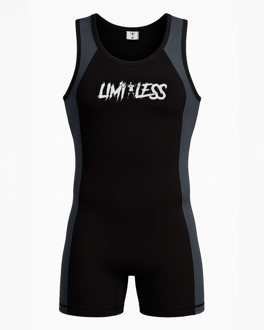 Limitles steel beast black and grey singlet on white background front side