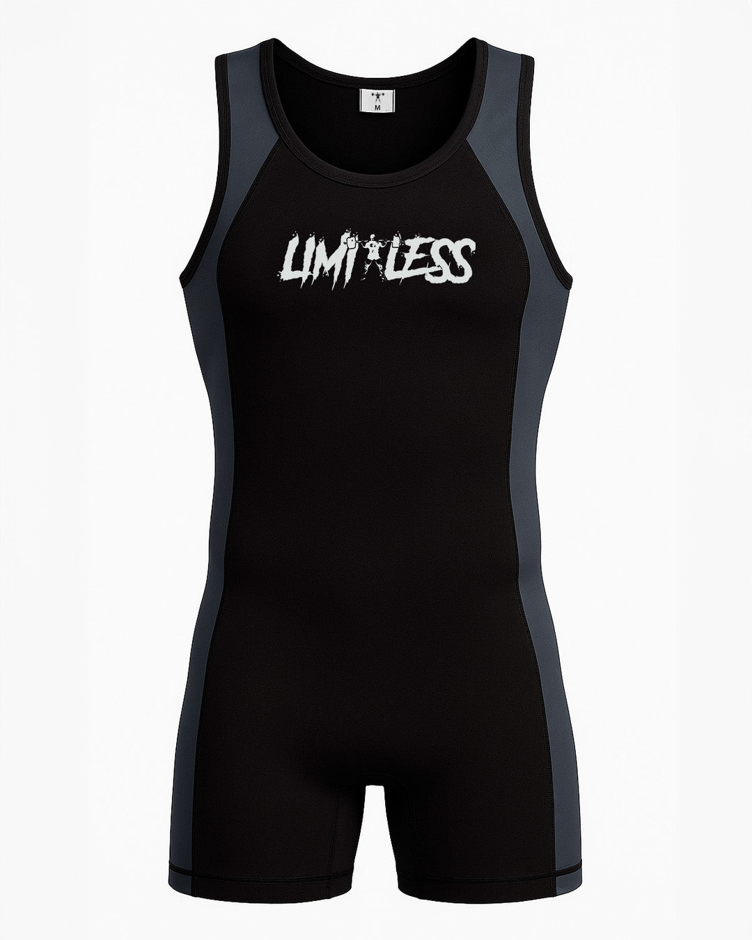 Limitles steel beast black and grey singlet on white background front side