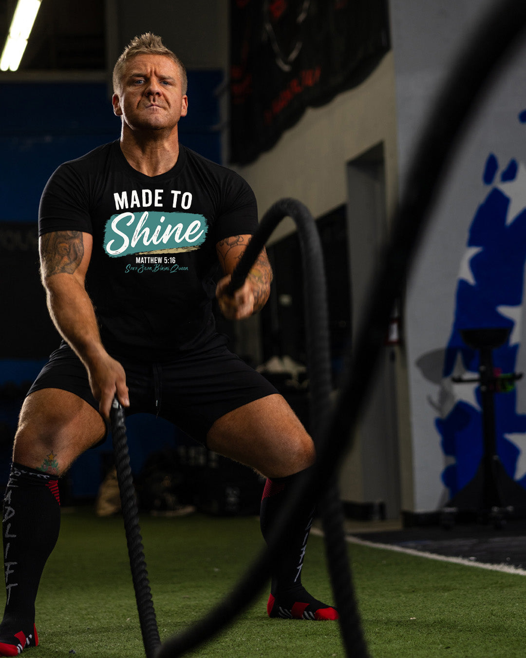 Made to Shine – Matthew 5:16 Christian Shirt | Faith & Fitness Tee image 4