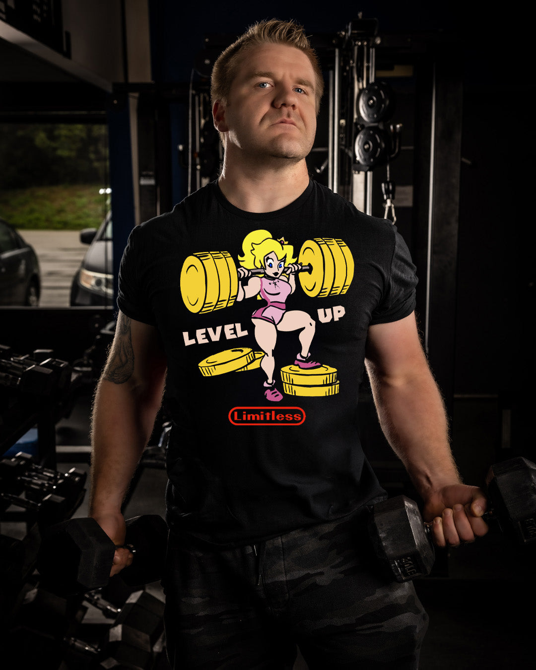 Level Up Gym Shirt | Limitless Powerlifting Women’s Tee | Gamer Fitness Shirt | image 3
