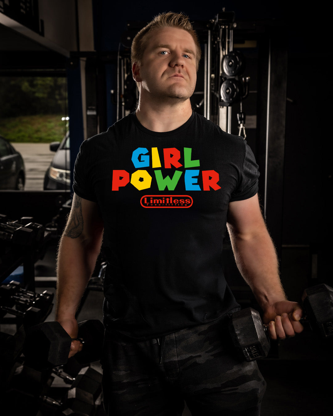 Girl Power Shirt | Limitless Powerlifting Women’s Gym Tee | Retro Fitness T-Shir image 3
