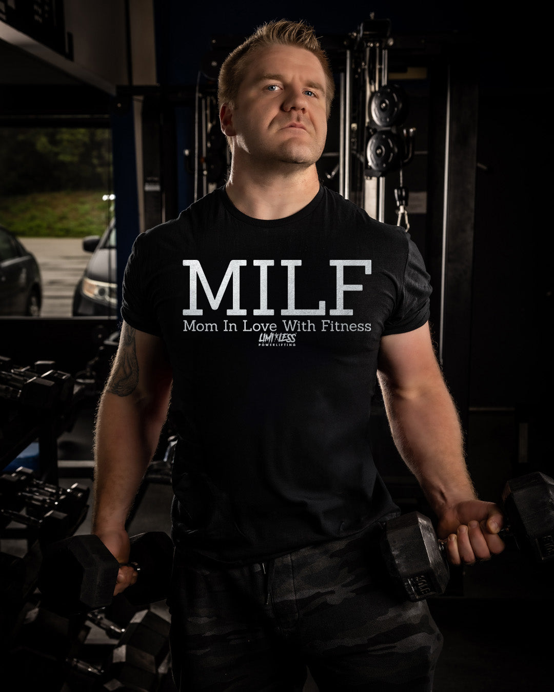 MILF Mom In Love With Fitness Shirt | Limitless Powerlifting Women’s Gym Tee | F image 3