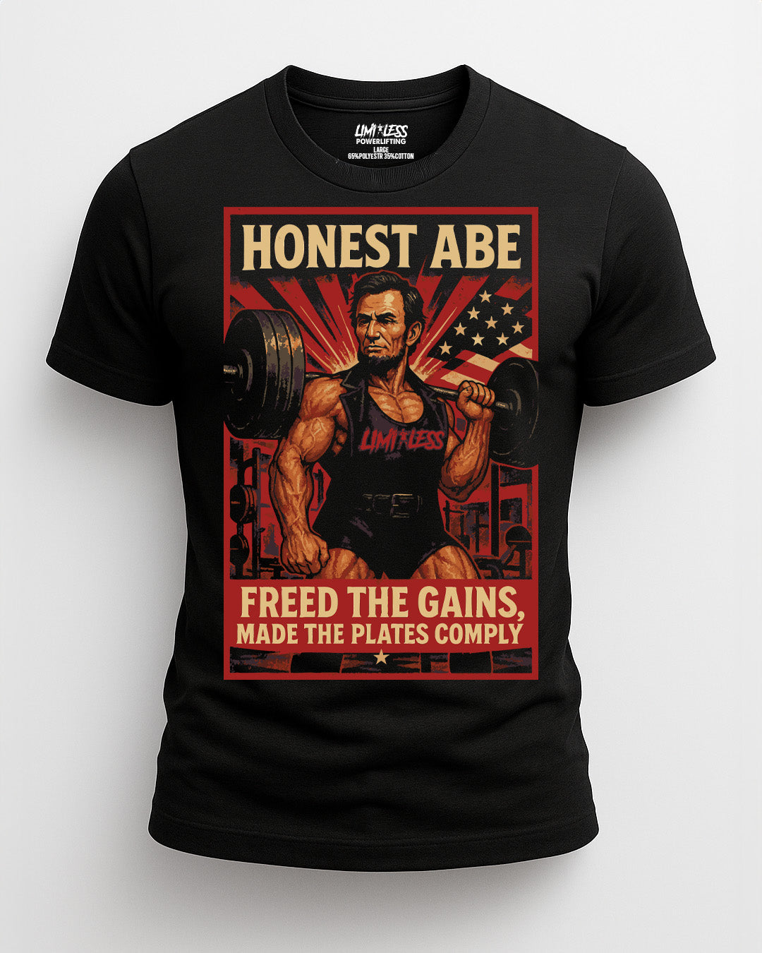 Honest Abe Gym Shirt | American Strength Collection | Limitless Powerlifting Pat image 0