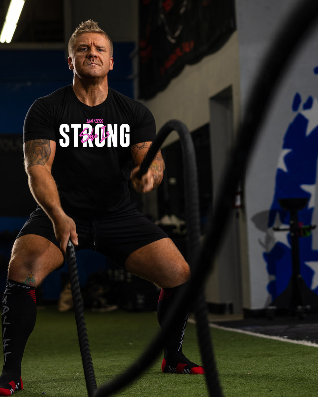 She Is Strong Shirt | Limitless Powerlifting Women’s Gym Tee | Motivational Fitn image 3
