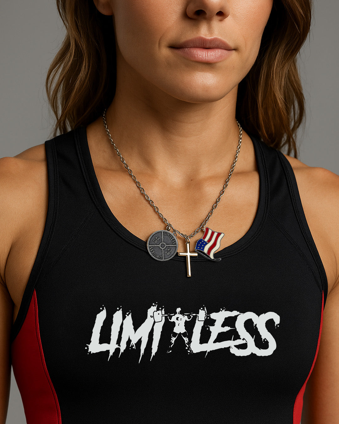 Limitless Patriot Strength Necklace | American Flag Pendant | Fitness & Strength image 1