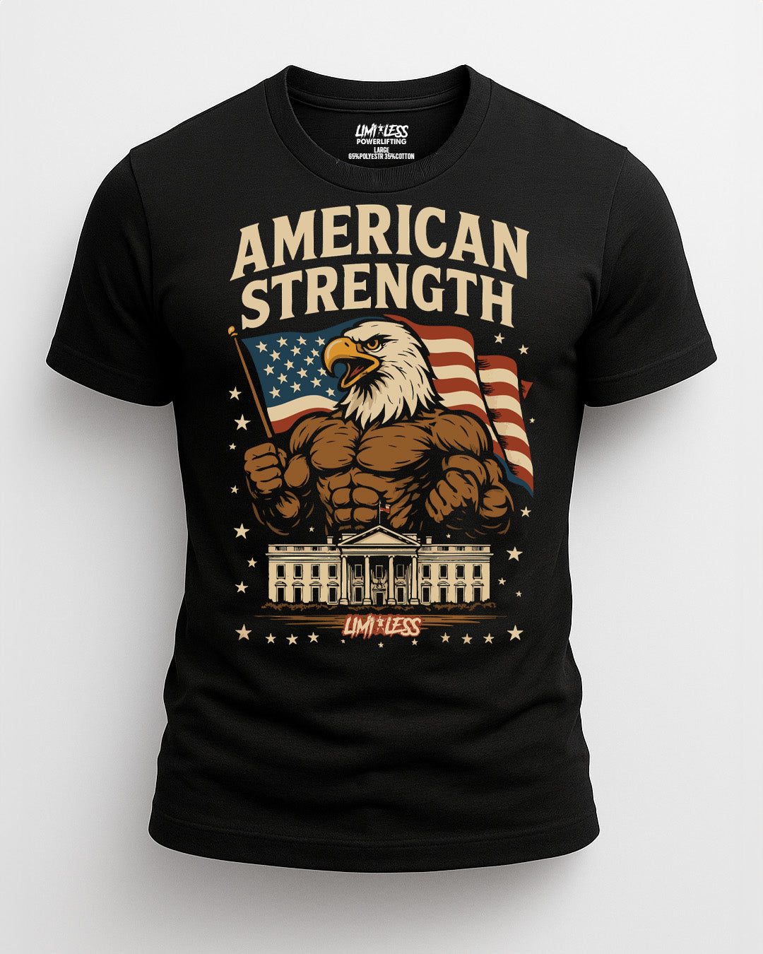 American Strength Gym Shirt | Limitless Powerlifting Patriotic Workout Tee | USA image 0
