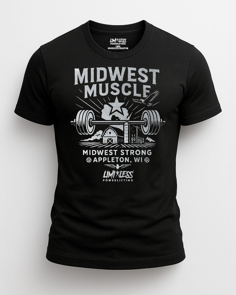 Midwest Muscle Shirt | Midwest Strong Gym Tee | Appleton Wisconsin Powerlifting image 0