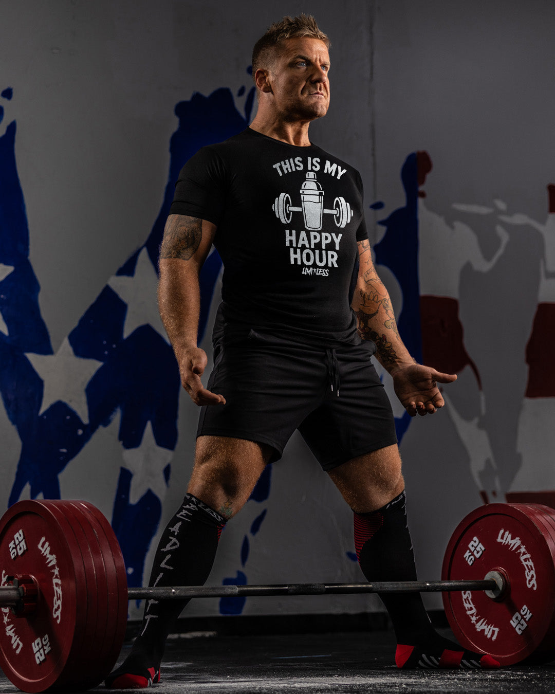 This Is My Happy Hour Shirt | Funny Gym Shirt | Limitless Powerlifting Workout T image 2