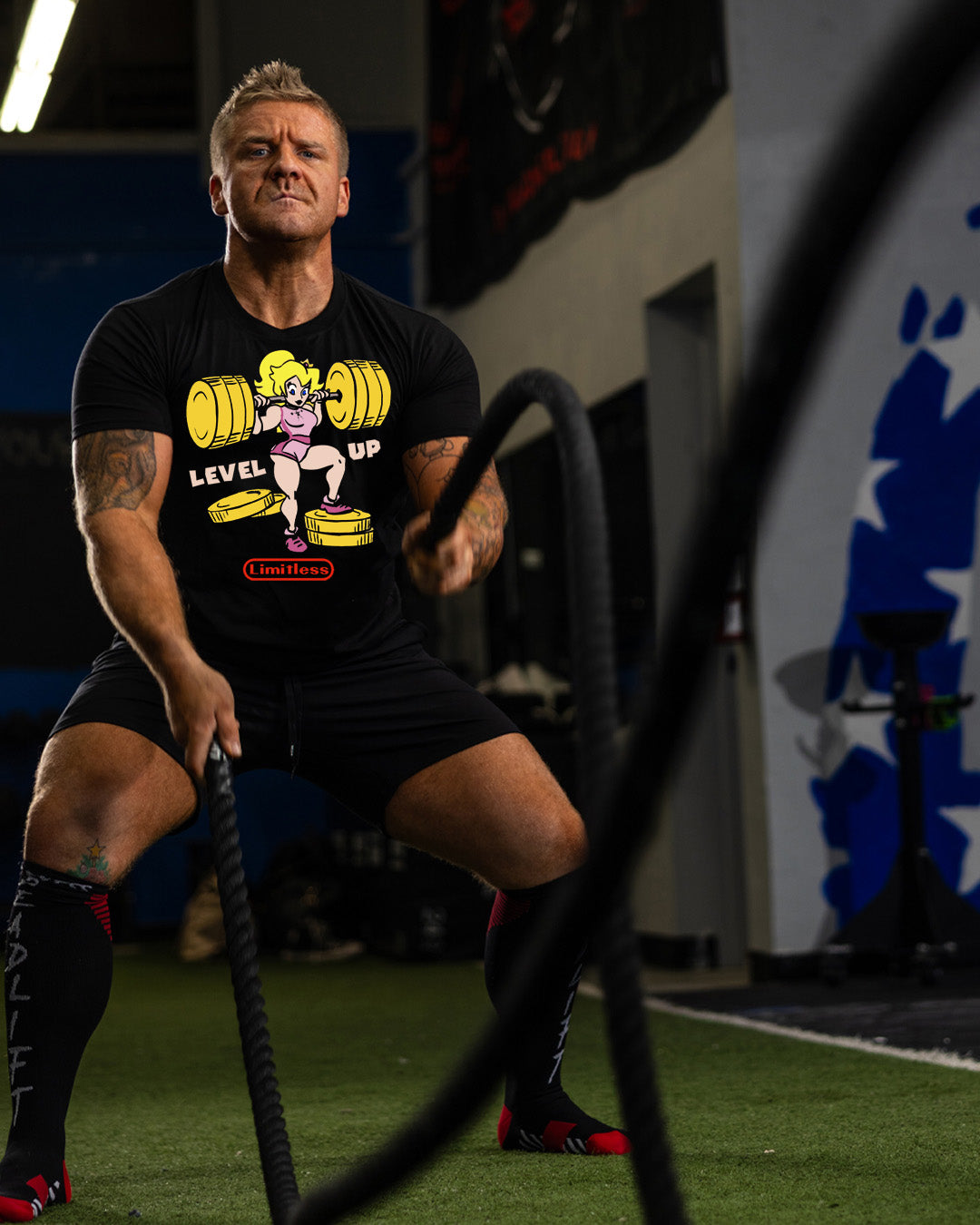 Level Up Gym Shirt | Limitless Powerlifting Women’s Tee | Gamer Fitness Shirt | image 1