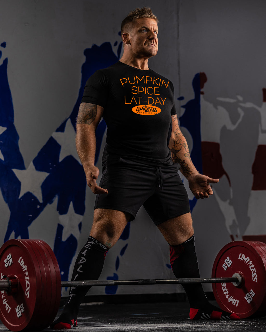Pumpkin Spice Lat-Day Shirt | Limitless Powerlifting Gym Tee | Funny Fall Workou image 2
