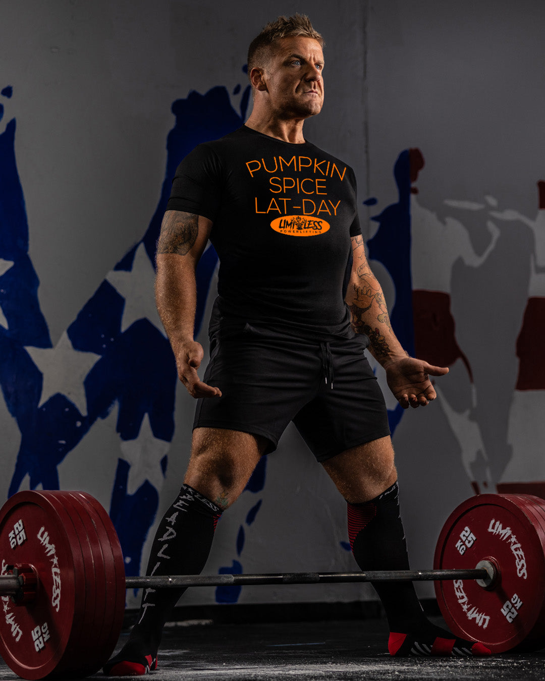 Pumpkin Spice Lat-Day Shirt | Limitless Powerlifting Gym Tee | Funny Fall Workou image 2