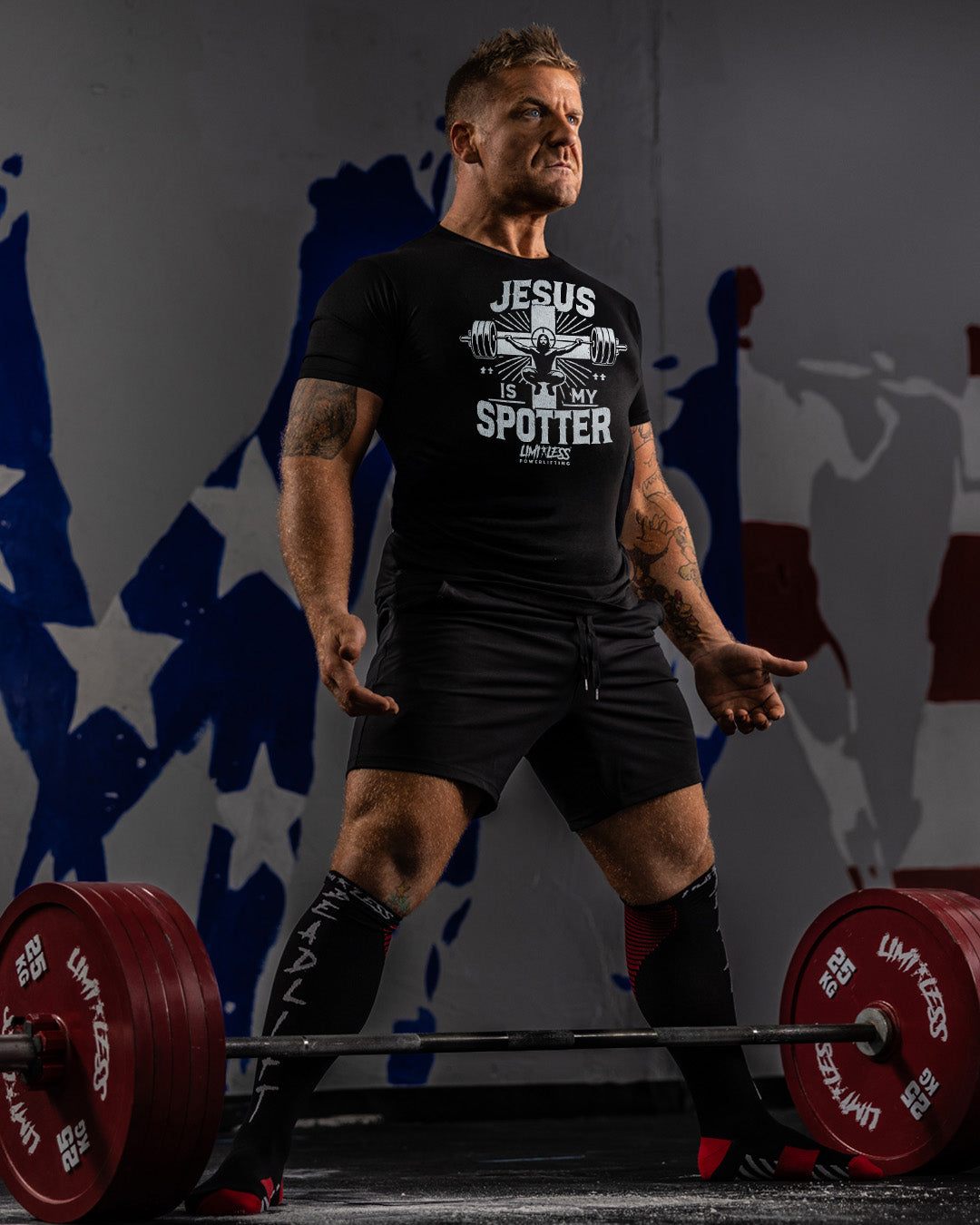 Jesus Is My Spotter Shirt | Christian Powerlifting Shirt | Faith and Fitness Gym image 1