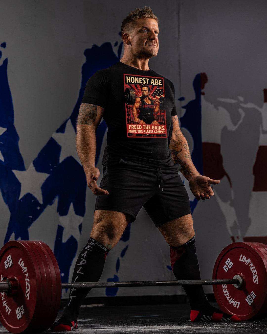 Honest Abe Gym Shirt | American Strength Collection | Limitless Powerlifting Pat image 3