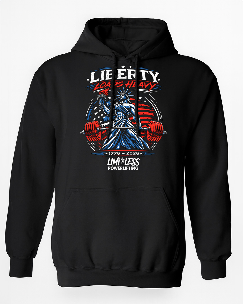 Liberty Loads Heavy – Patriotic Powerlifting T-Shirt | Limitless Powerlifting