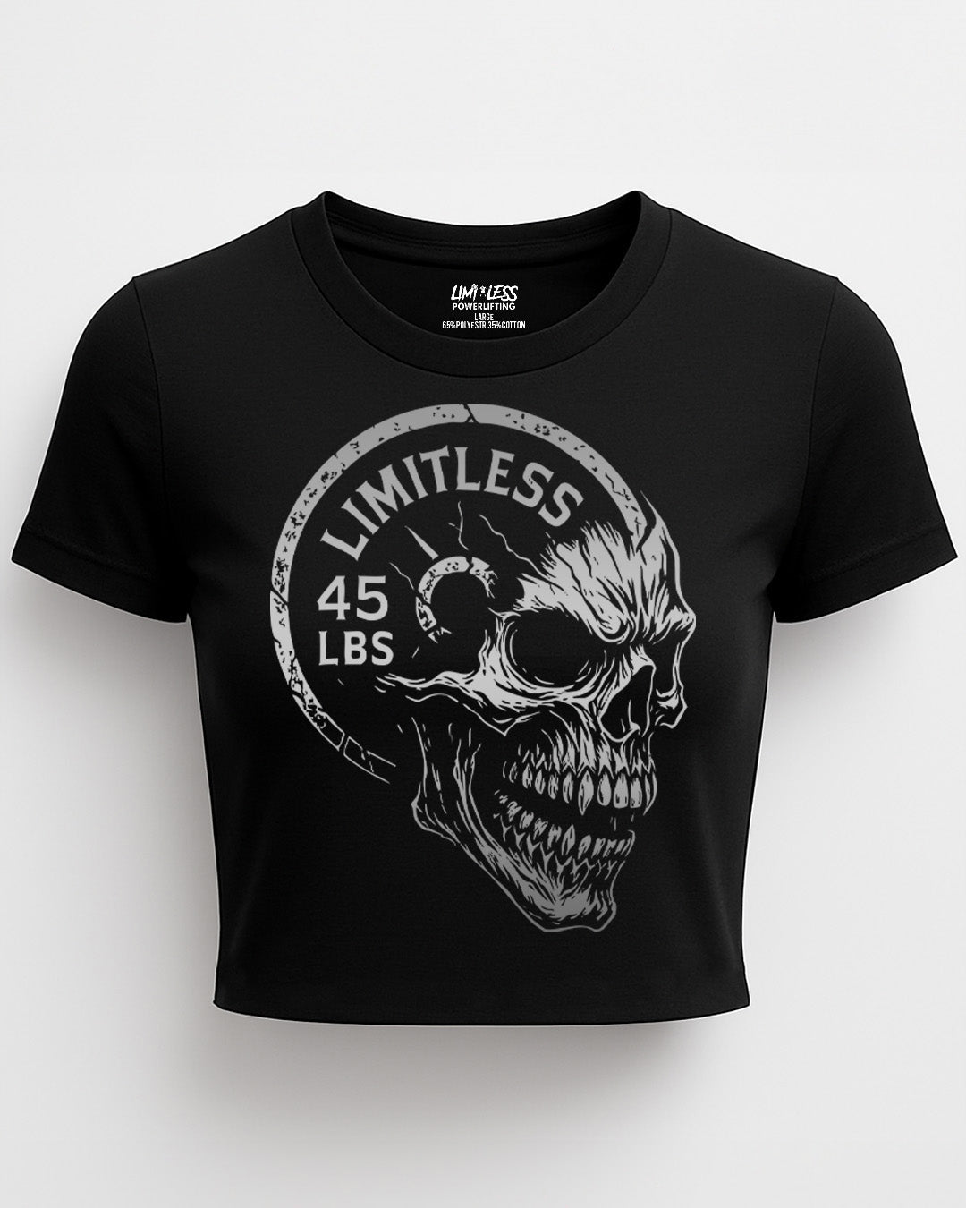 Limitless Skull 45lb Plate Shirt — Hardcore Gym & Deadlift Tee