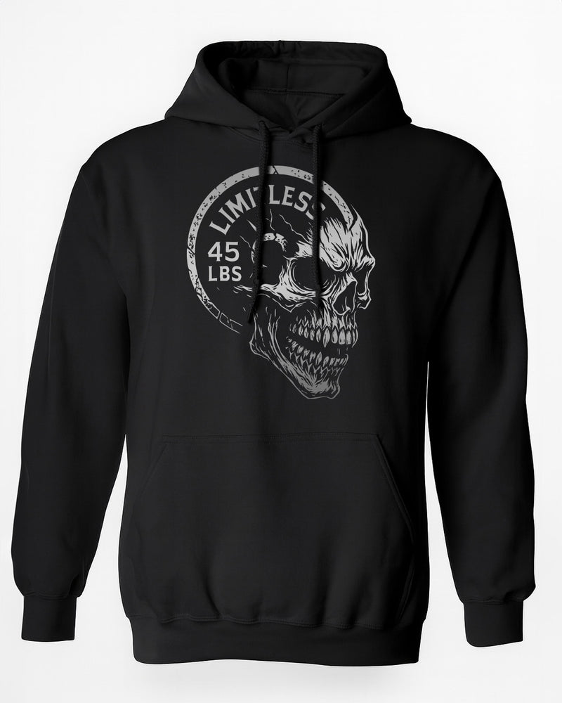 Limitless Skull 45lb Plate Shirt — Hardcore Gym & Deadlift Tee