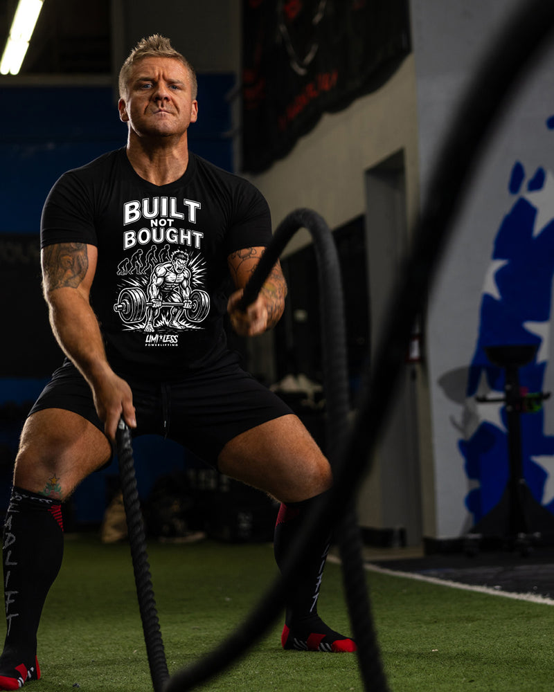 Built Not Bought — Premium Gym Shirt for Strength Training by Limitless