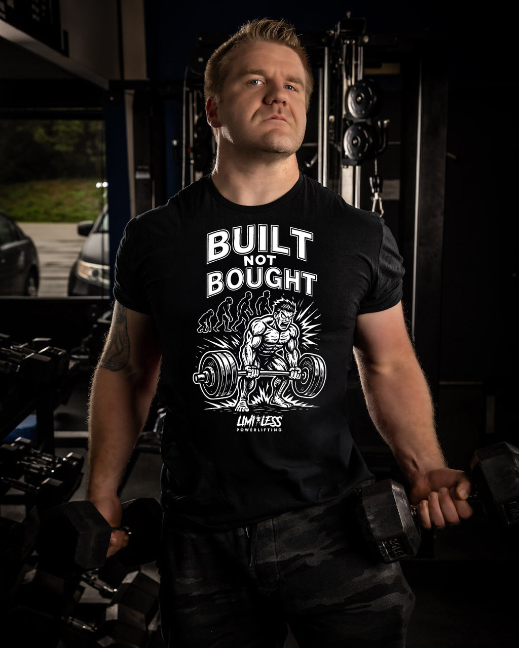 Built Not Bought — Premium Gym Shirt for Strength Training by Limitless