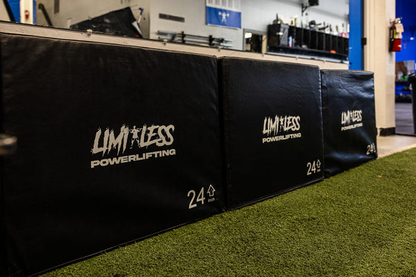 Limitless branded plyometric boxes stacked together