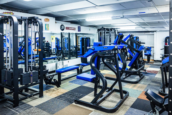 Powerlifting rack setup in the main lifting room