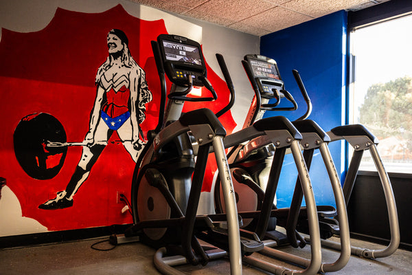 elliptical setup inside fitness room