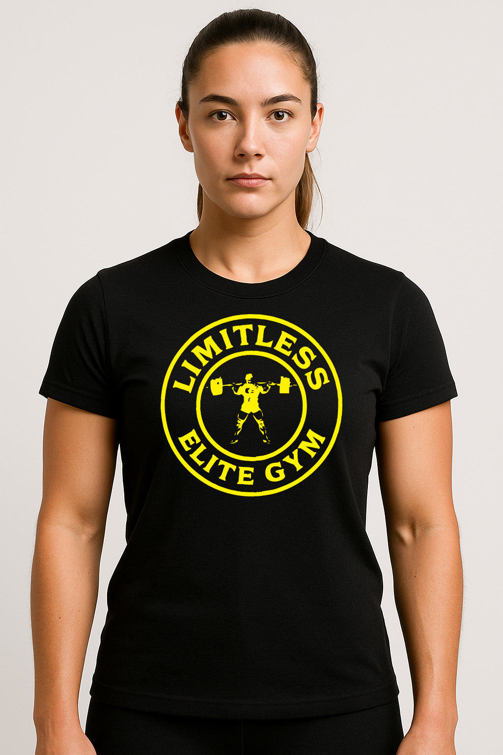 Limitless Elite Gym Gold Emblem Shirt — Strength Training Tee