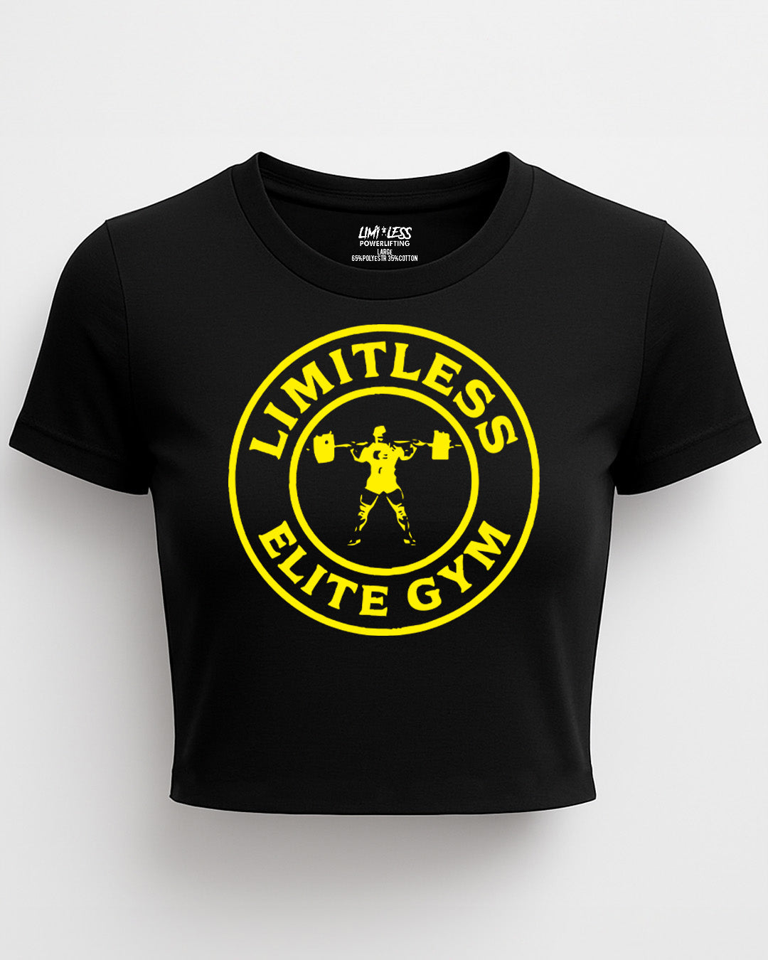 Limitless Elite Gym Gold Emblem Shirt — Strength Training Tee