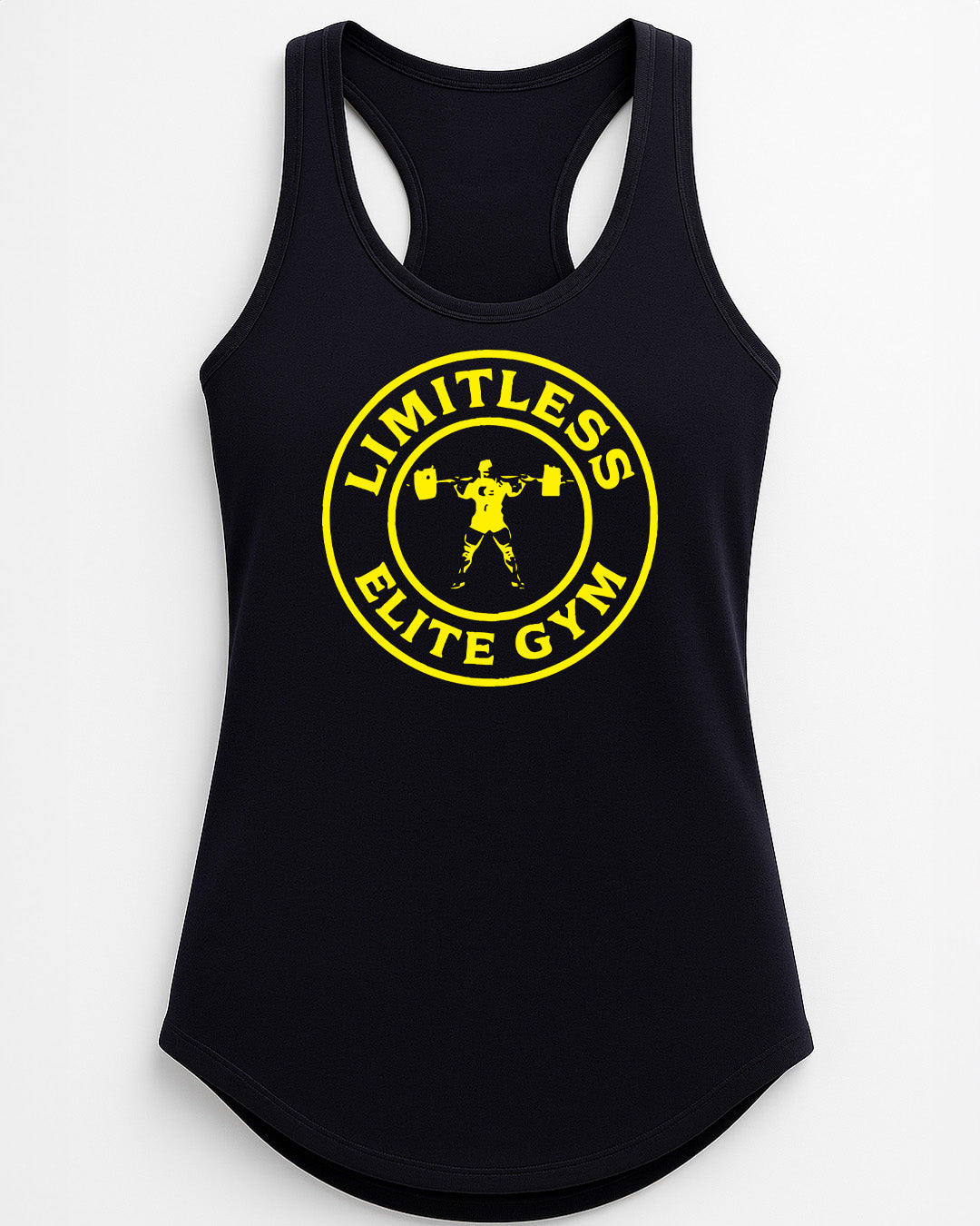 Limitless Elite Gym Gold Emblem Shirt — Strength Training Tee